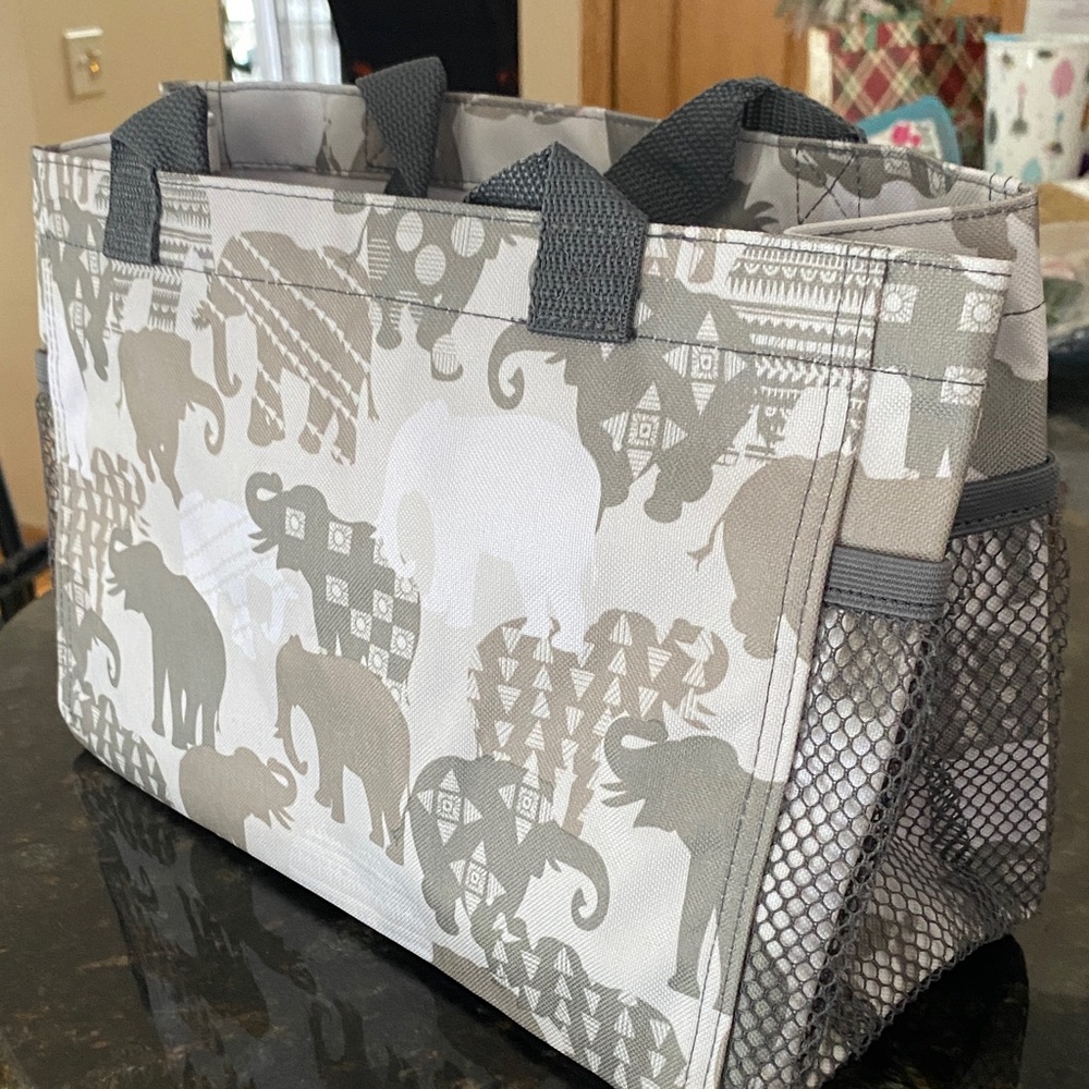 Thirty-One Gray Elephant Print Tote